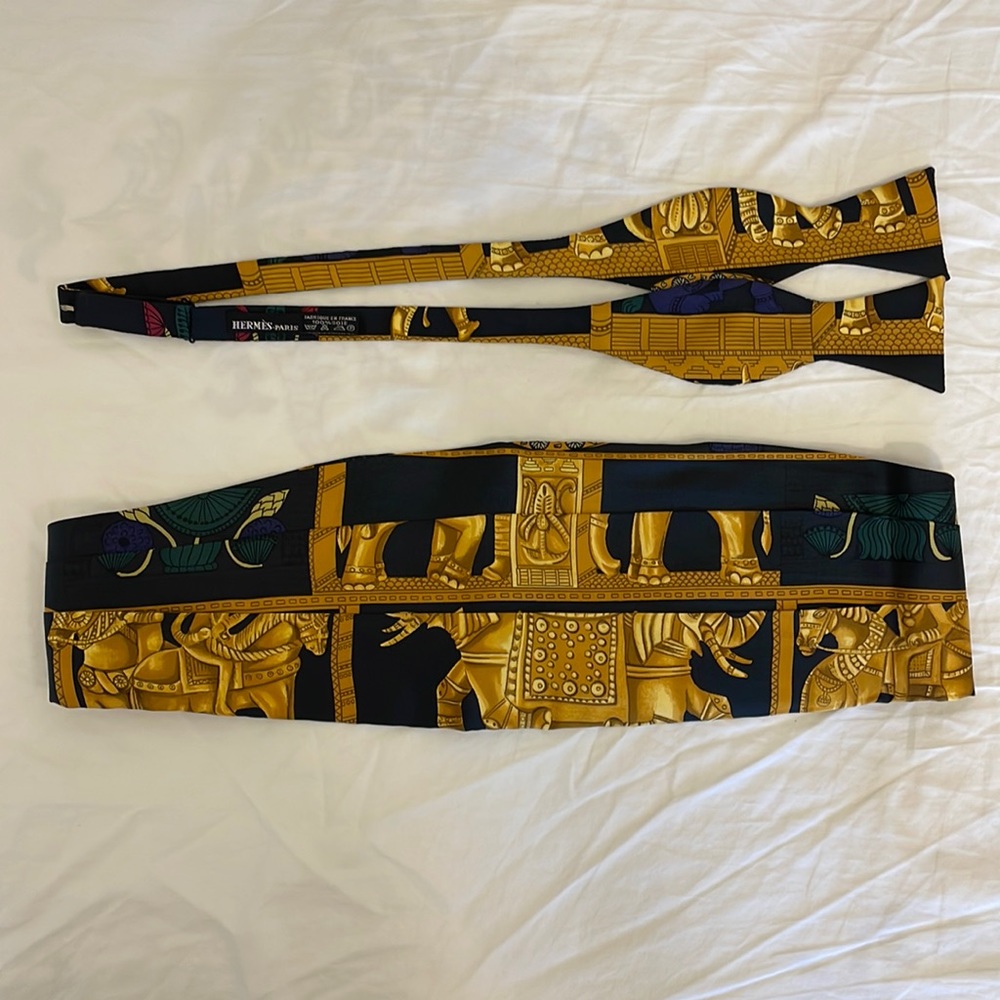 Hermes Bow tie and Cummerbund Vintage 1990s